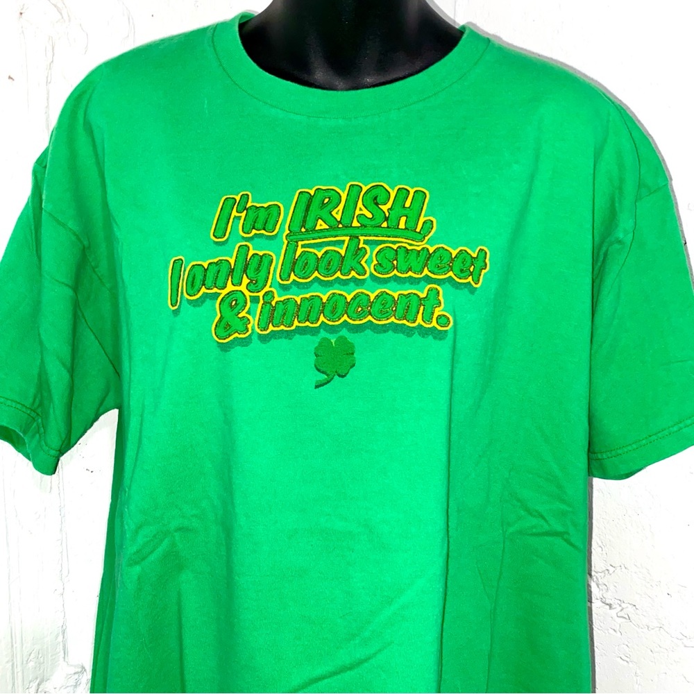 Fruit of the Loom “I’m Irish, I only look sweet…” Green Shirt Women’s XL